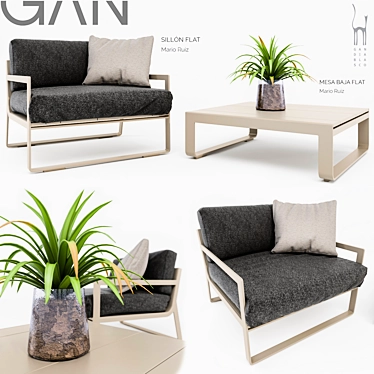 Gandia Blasco Modular Flat Armchair Set: Stylish and Versatile Seating Solution 3D model image 1 