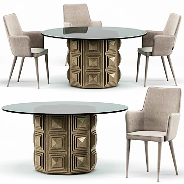 Glamour Dining Set: Holen Chair & Gwyneth Table 3D model image 1 