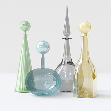 Artisan Blown Glass Decor Vases 3D model image 1 