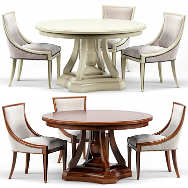 Luxury Ivory Lacquered Dining Set: Stockton Chair & Maxime French Table 3D model image 1 