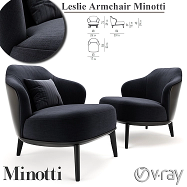 Modern Leslie Armchair: Minotti 3D model image 1 