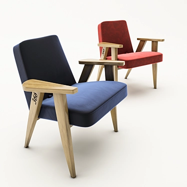 Elegant Mid-Century 366 Armchair 3D model image 1 