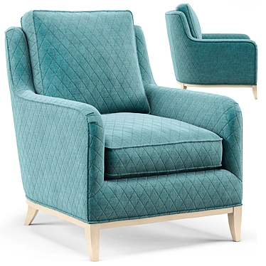 Title: Coastal Teal Diamond Armchair 3D model image 1 