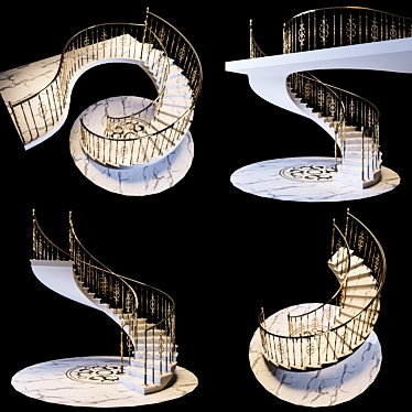 Elegant Handrail Staircase 3D model image 1 