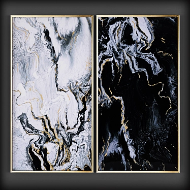 Elegant Marbled Wall Art Prints 3D model image 1 