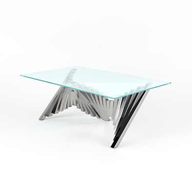 Sleek Steel Glass Coffee Table 3D model image 1 