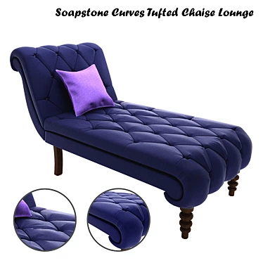 Elegant Blue Tufted Chaise Lounge - Soapstone Curves 3D model image 1 