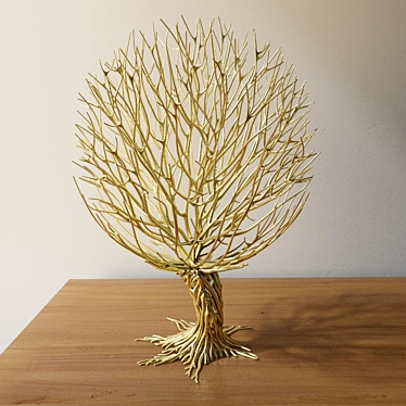 Golden Sphere Tree Sculpture 3D model image 1 