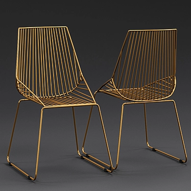 Gold Geometric Dining Chair 3D model image 1 