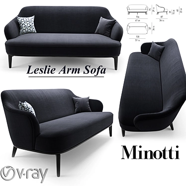 Modern Leslie Armsofa Minotti - 3DSMAX2014 & obj formats 3D model image 1 