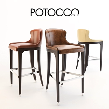 Potocco Miura Bar Stool: Sleek Design, Elegant Finish 3D model image 1 