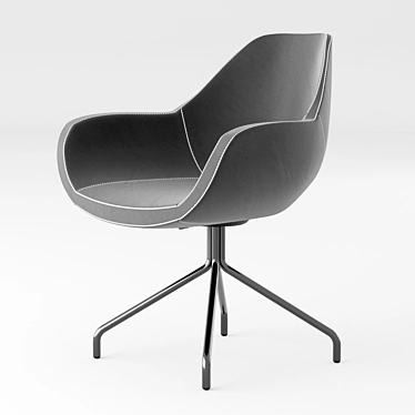 Elegant Black Leather Office Chair 3D model image 1 