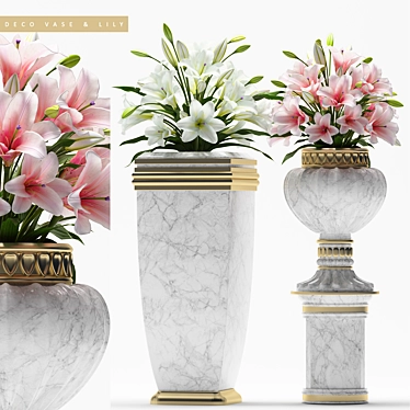 Elegant Lily Deco Vase 3D model image 1 