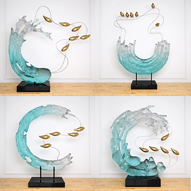 Abstract RESIN sculpture with birds glass material