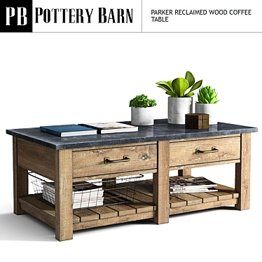 Reclaimed Wood Coffee Table: Parker Collection 3D model image 1 