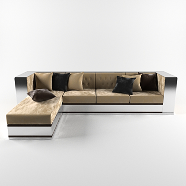 Velvet Modern Sofa with Metallic Accents 3D model image 1 