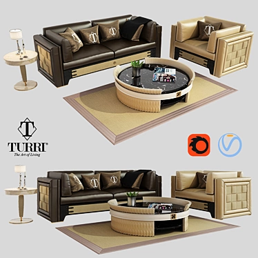 Elegant Turri NumeroTre Sofa Set 3D model image 1 