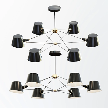 Elegant Black Metal Chandelier 3D model image 1 