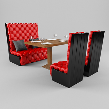 Sleek Sofa Set with Table 3D model image 1 