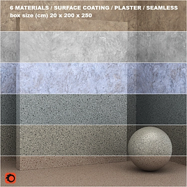 Seamless Stone & Plaster Set - 6 Materials 3D model image 1 