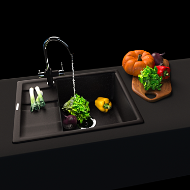 Sleek Anthracite Kitchen Set 3D model image 1 