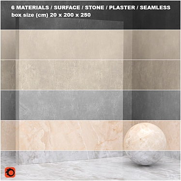Title: 6 Seamless Materials - Stone & Plaster Set 3D model image 1 
