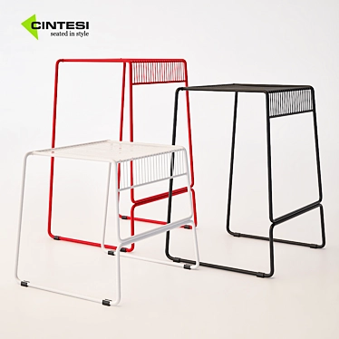 Wireframe Wonder: Cintesi Phoenix Bar Stool 3D model image 1 