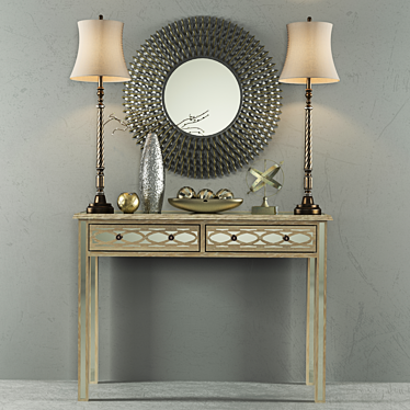 Hallway Table Set: Lamp, Table Lamp, Decor, Vase 3D model image 1 