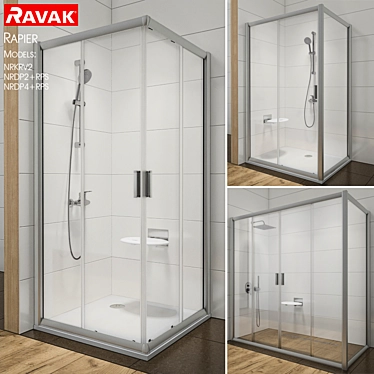 Ravak Rapier Corner Shower Enclosures: Sleek & Stylish Design 3D model image 1 