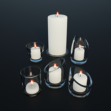 Elegant Glass Candle Holders 3D model image 1 