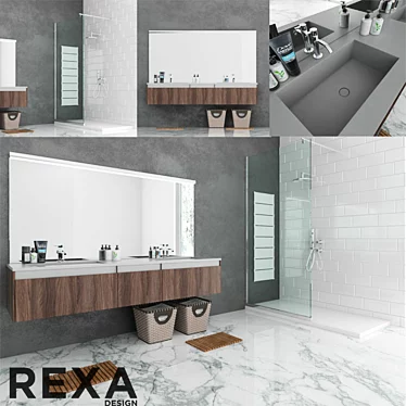 Luxury Bathroom Set: Stylish Design by REXA 3D model image 1 