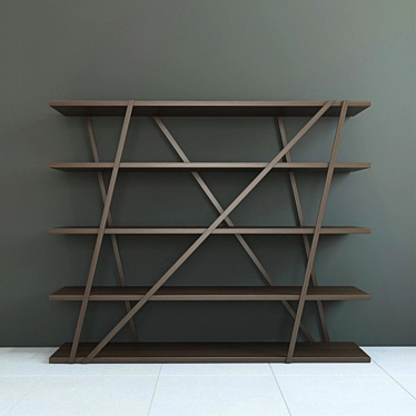 Minimalist Bookshelf TRES in Oak 3D model image 1 