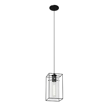 Sleek Steel Suspension - Black/Smoky Glass 3D model image 1 