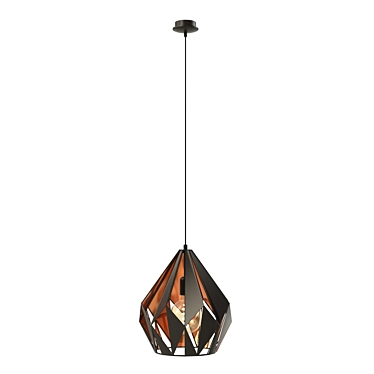 Steel and Copper Suspension Light 3D model image 1 