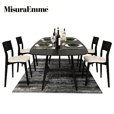 Modern Dining Set: Gaudi Table & Bertha Chairs 3D model image 1 