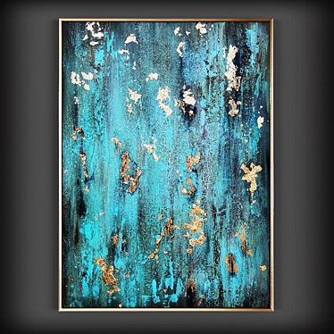 Abstract Turquoise Gold Leaf Painting 3D model image 1 