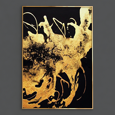 Mystic Metallic Art: Black & Gold Abstract 3D model image 1 