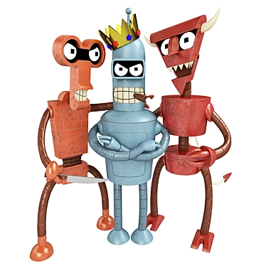 Futurama's Rebels: Bender, Roberto, and Robo-Devil 3D model image 1 