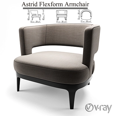 Elegant Astrid Flexform Armchair 3D model image 1 