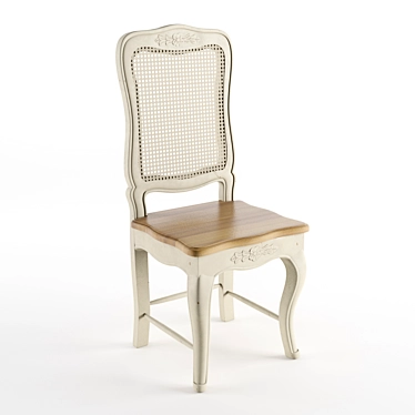 French Rustic Cream Rattan Chair 3D model image 1 
