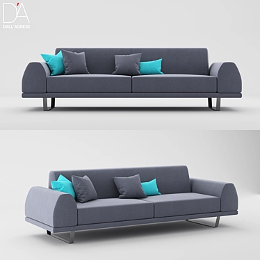 Modern PORTLAND 3-Seater Sofa 3D model image 1 