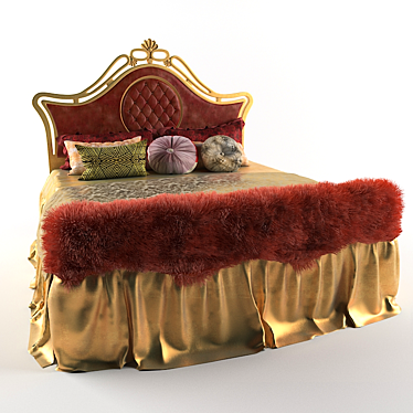 Elegant Queen Bed 3D model image 1 