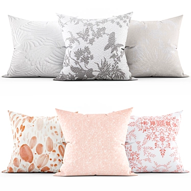 Elegant Embroidered Decorative Pillows 3D model image 1 