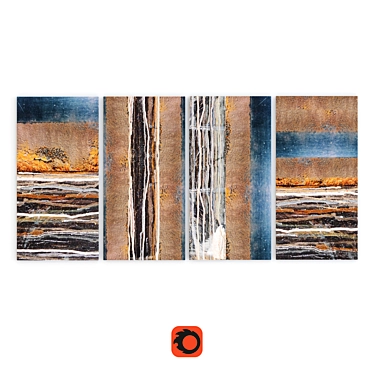 Stripes Trio Set - Abstract Art Paintings 3D model image 1 