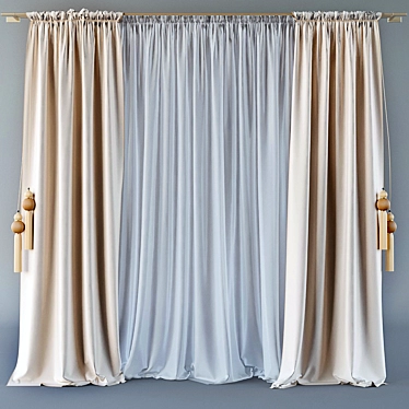 Versatile Vintage Curtains 3D model image 1 