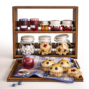 Set with cupcakes and jam jars