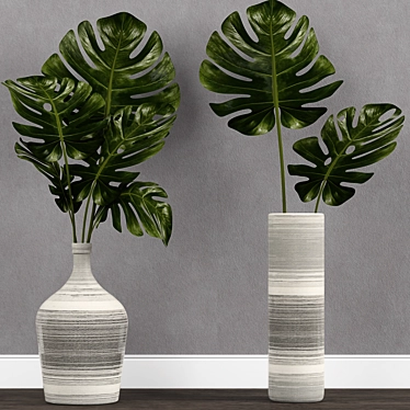 Elegant Monstera Leaf Vase 3D model image 1 