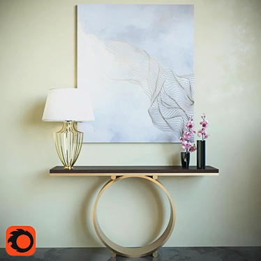 Sleek Circular Console Table 3D model image 1 