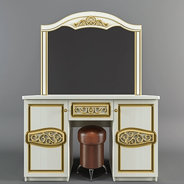 Elegant Vanity Table with Mirror 3D model image 1 