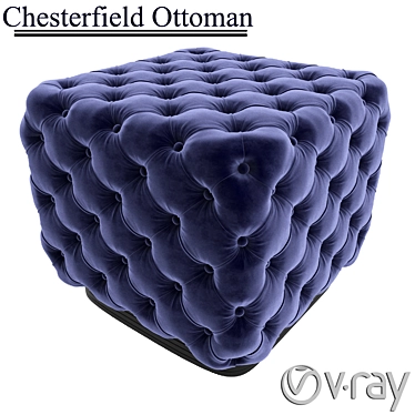 Elegant Chesterfield Ottoman 3D model image 1 